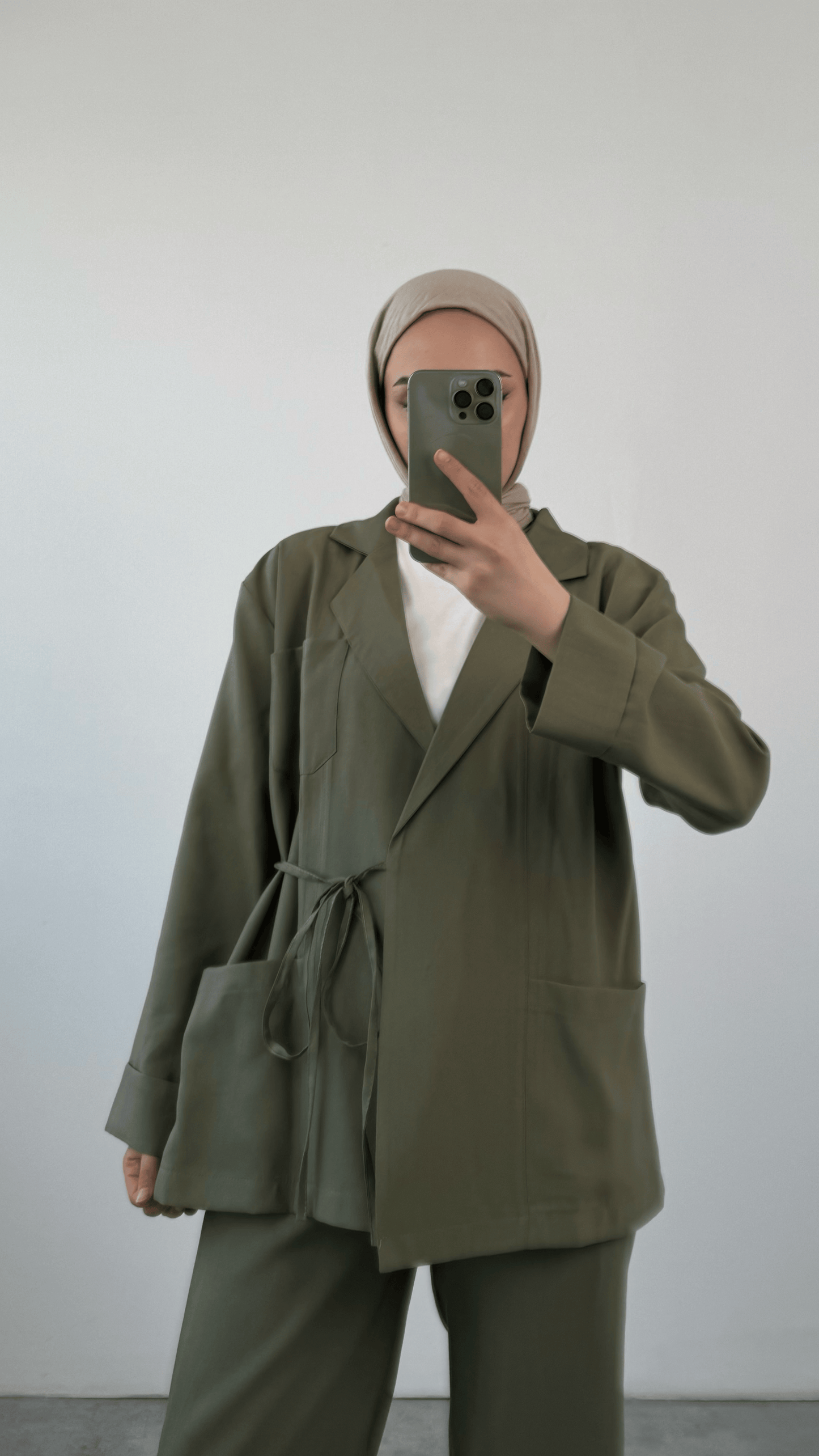 JUMANA KIMONO SET | HIJAB WORK COORD  | KHAKI