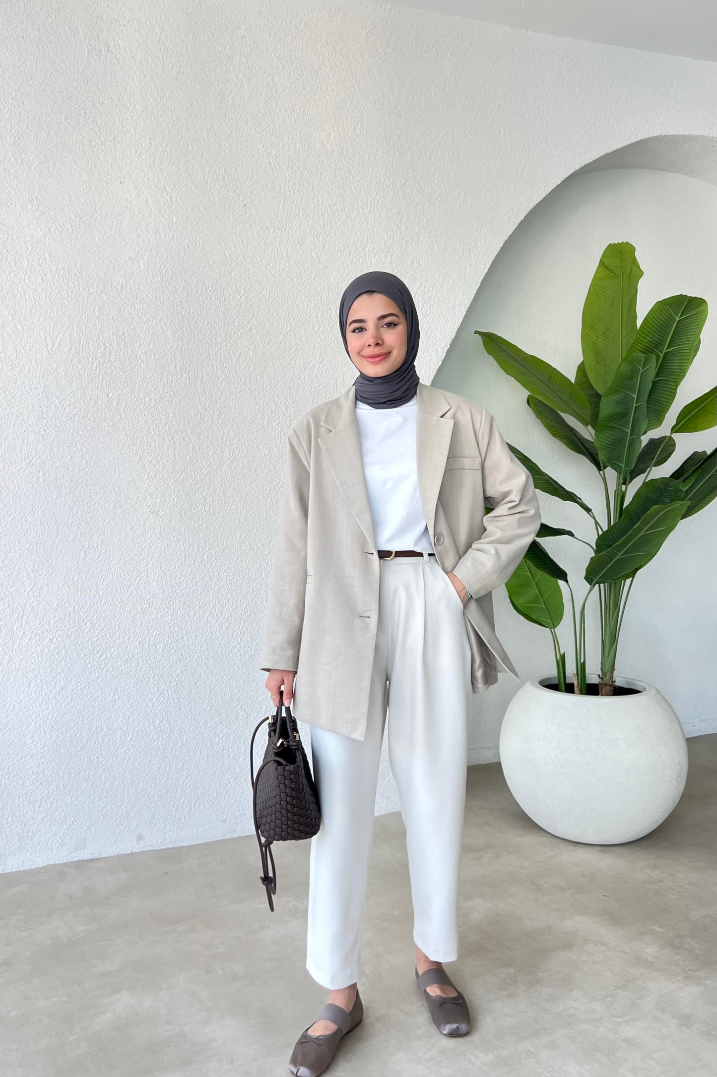 MILA LINEN BLAZER WOMEN | AESTHETIC TAUPE