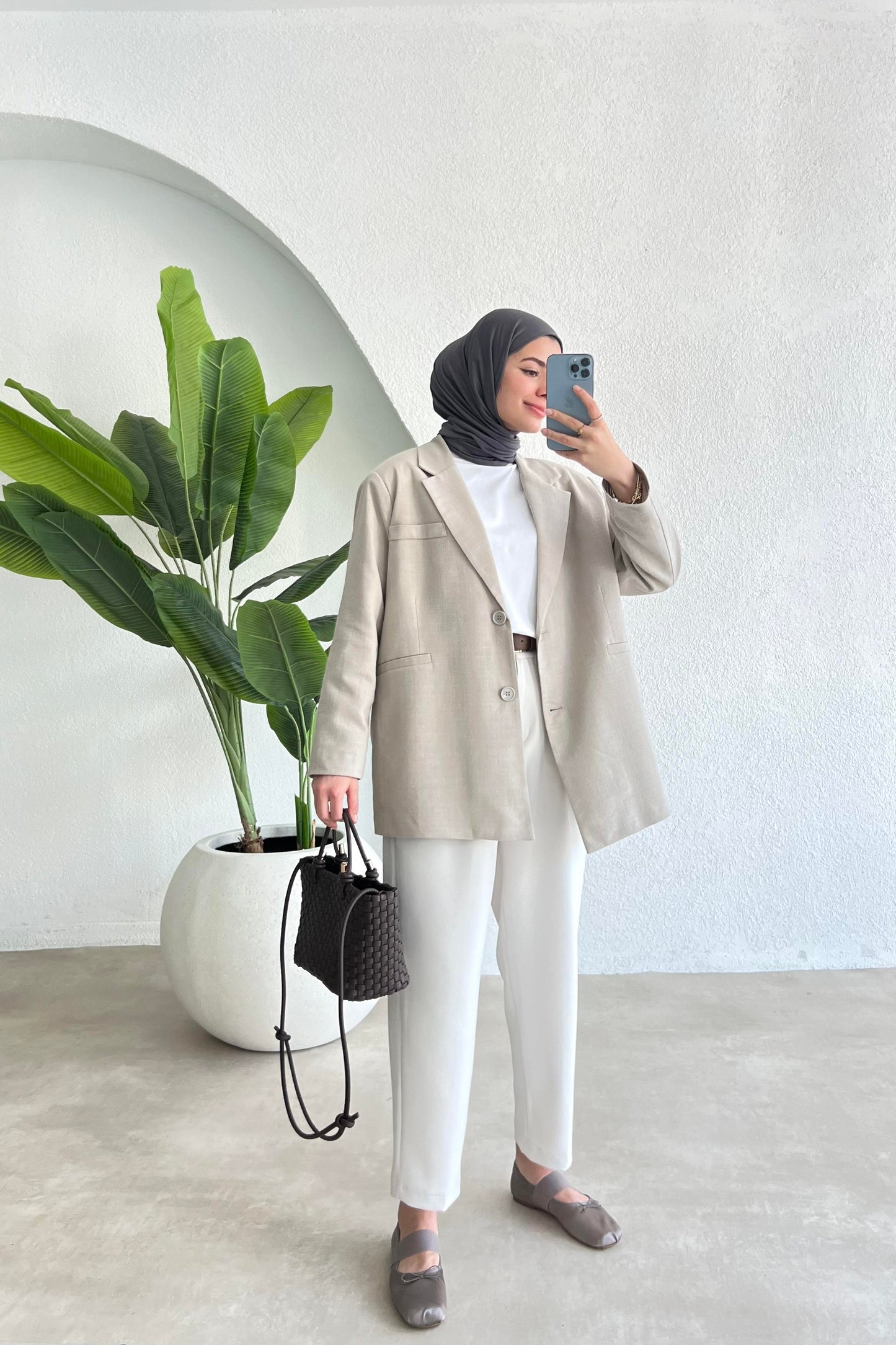 MILA LINEN BLAZER WOMEN | AESTHETIC TAUPE