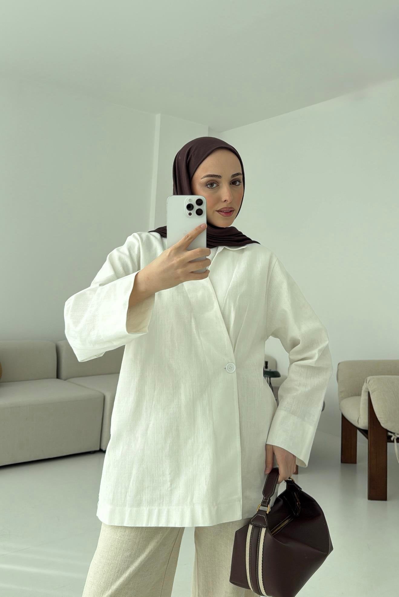Raneem Structured Shirt Kimono | White