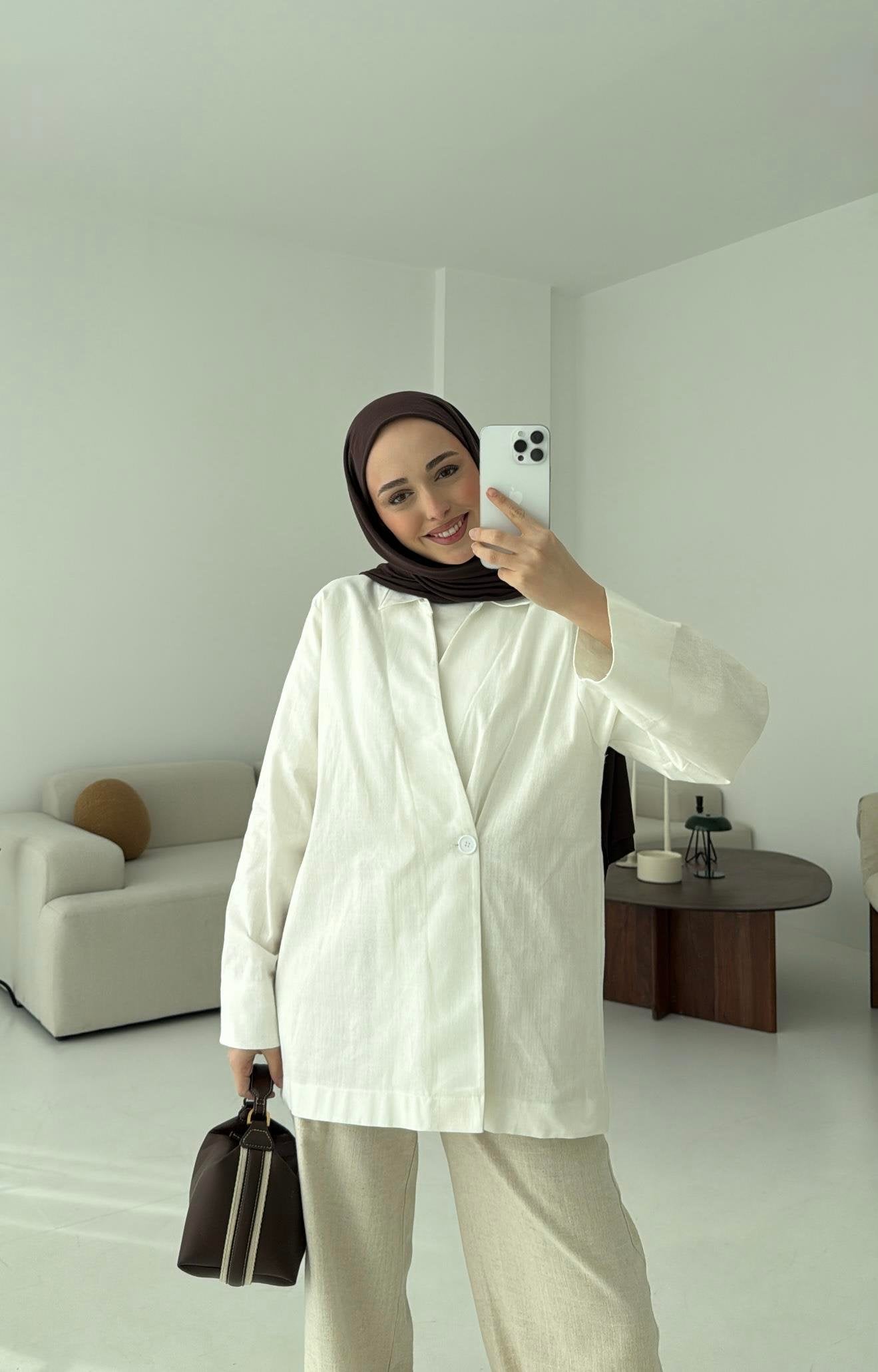 Raneem Structured Shirt Kimono | White