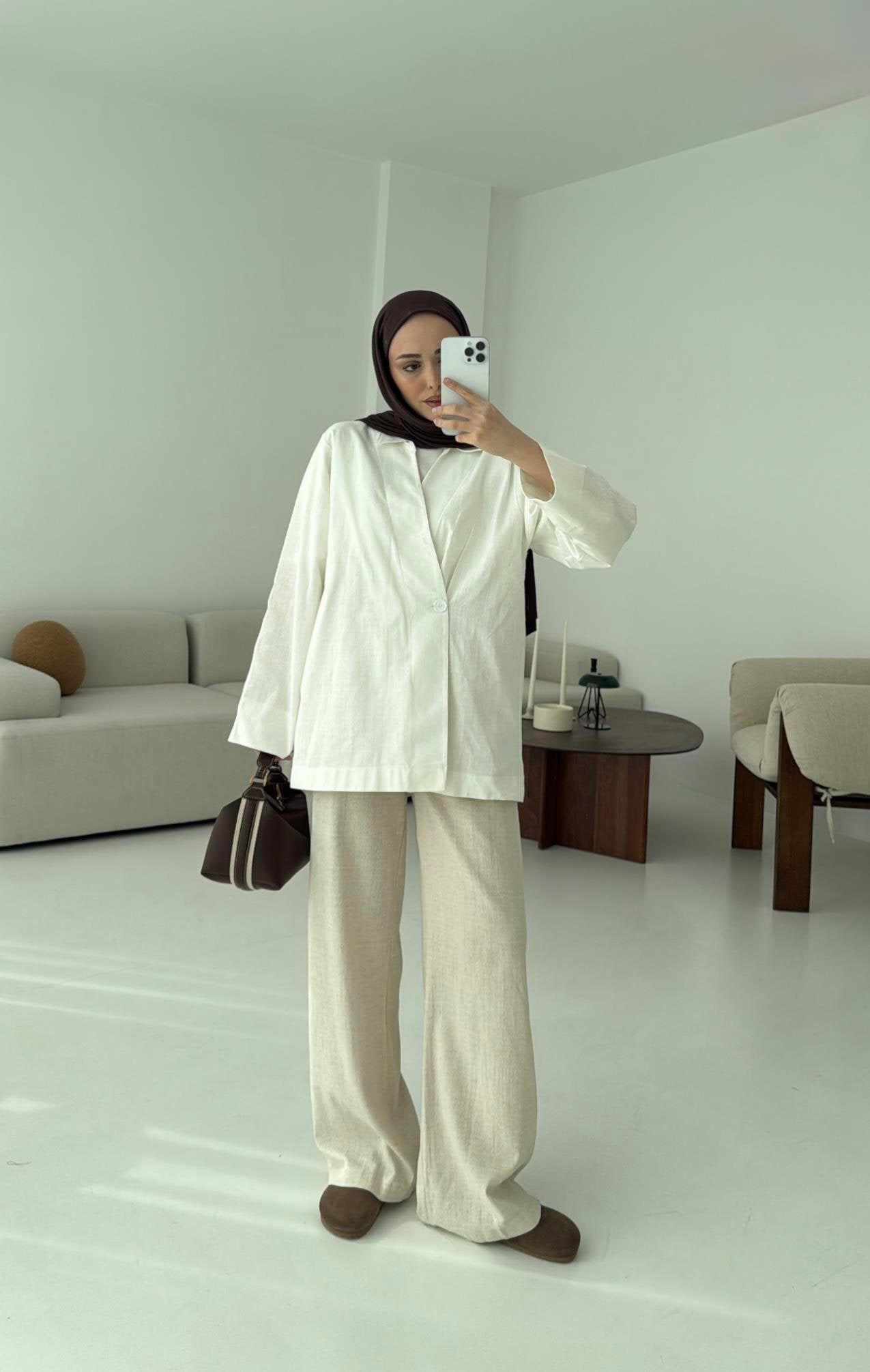 Raneem Structured Shirt Kimono | White