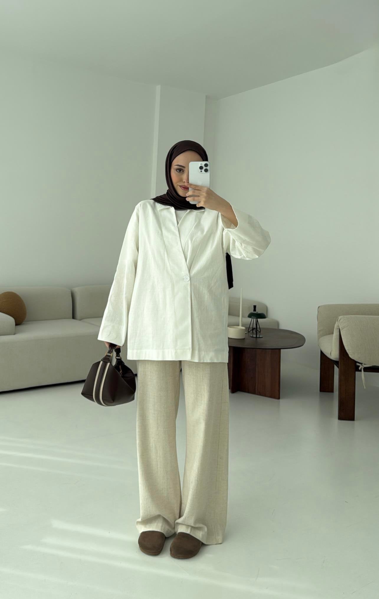Raneem Structured Shirt Kimono | White