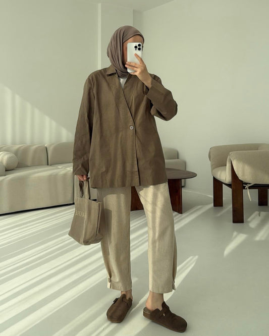 Raneem Structured Shirt Kimono | Dark Mink