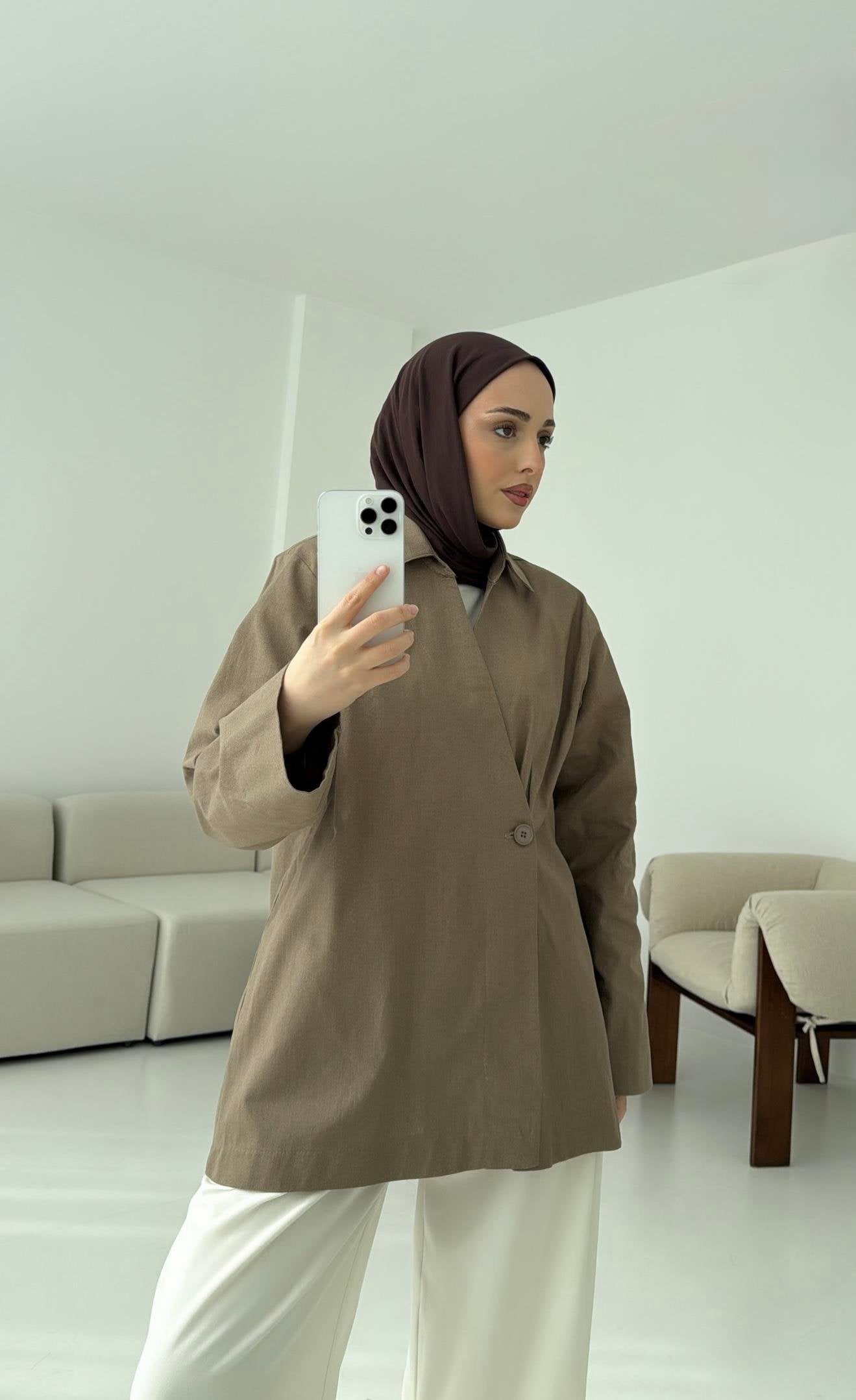 Raneem Structured Shirt Kimono | Dark Mink