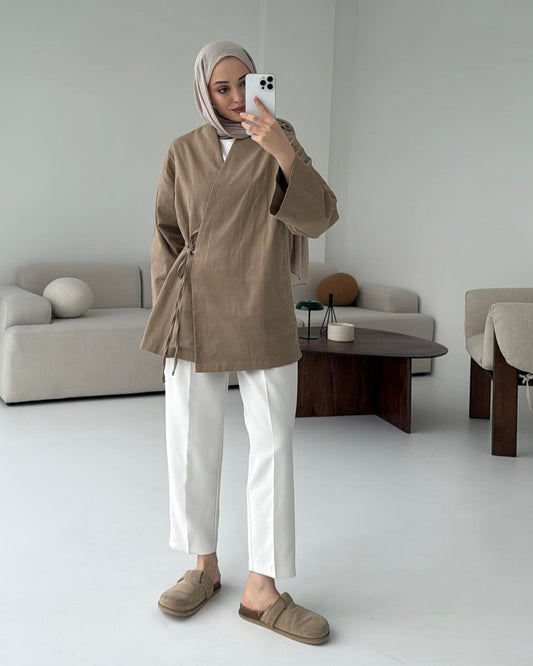 ARYA KIMONO WRAP TOP | Haze Mink