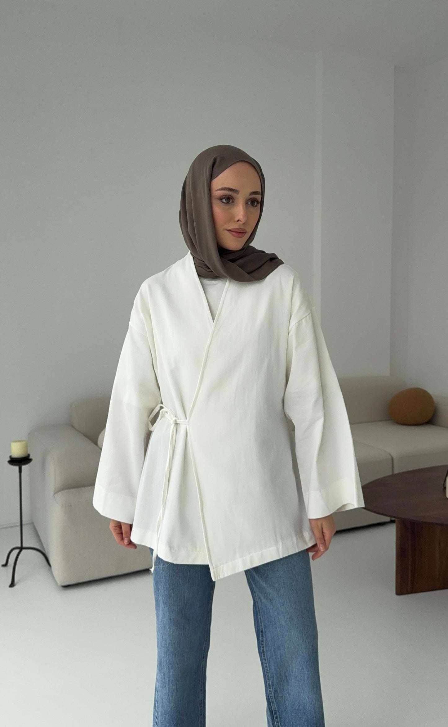 ARYA KIMONO WRAP TOP | White