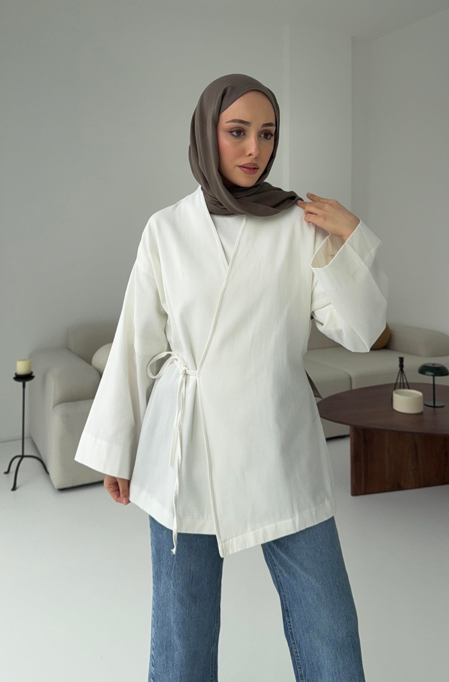 ARYA KIMONO WRAP TOP | White