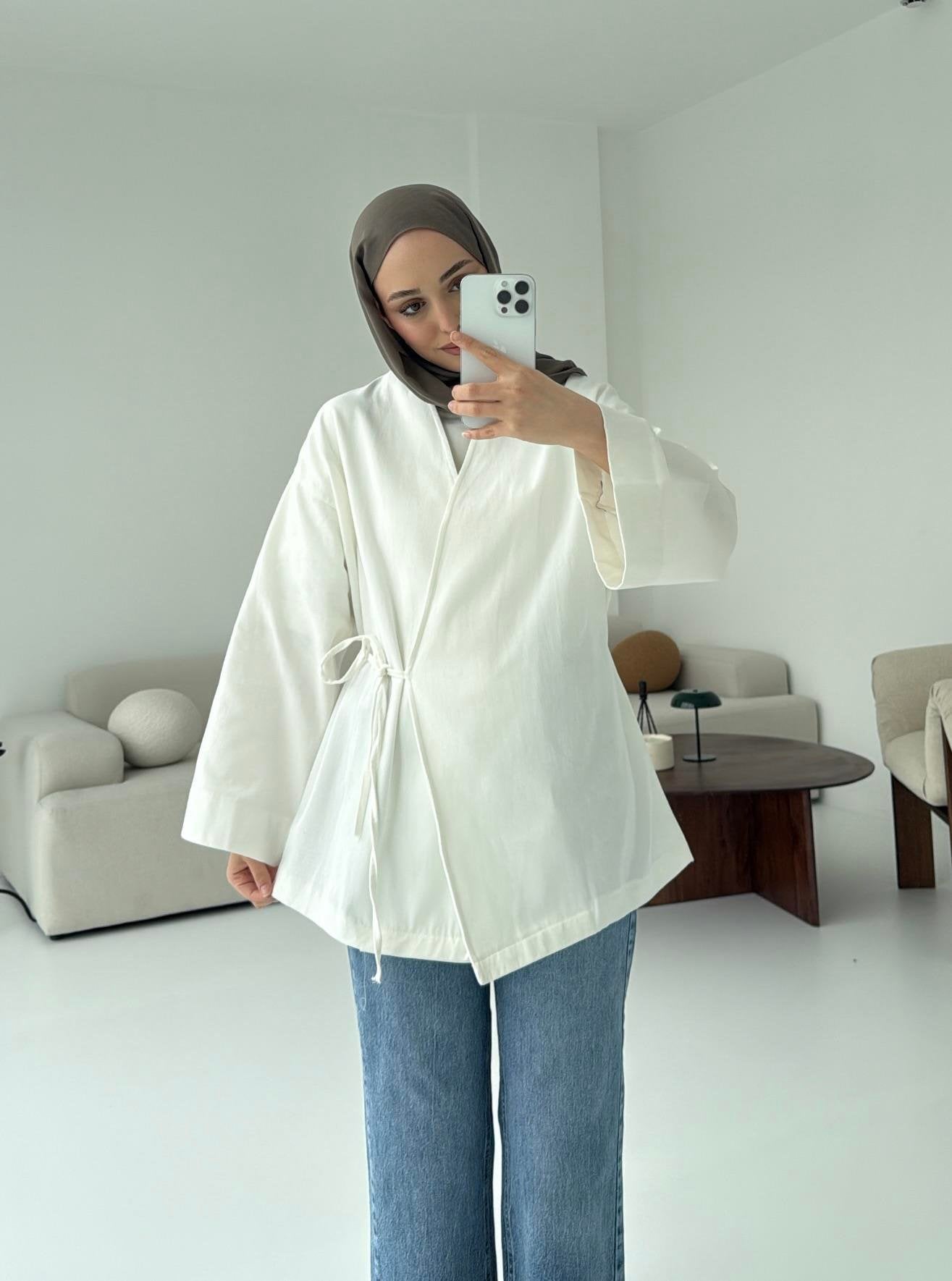 ARYA KIMONO WRAP TOP | White