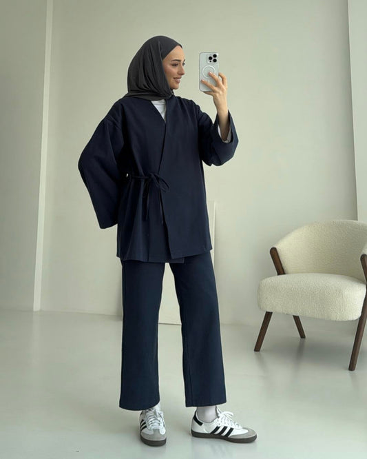 ARYA KIMONO WRAP TOP | Navy Blue
